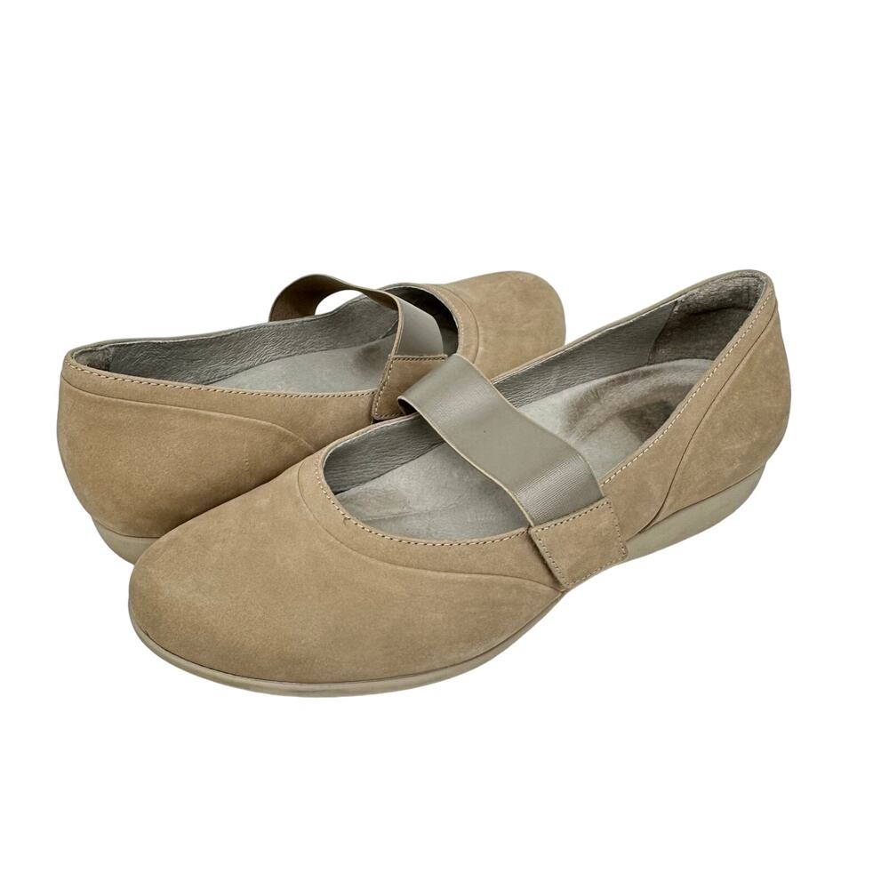 Dansko Kendra Nubuck Leather Taupe Mary Jane Flat Womens Shoe Size‎ 10 EU 41